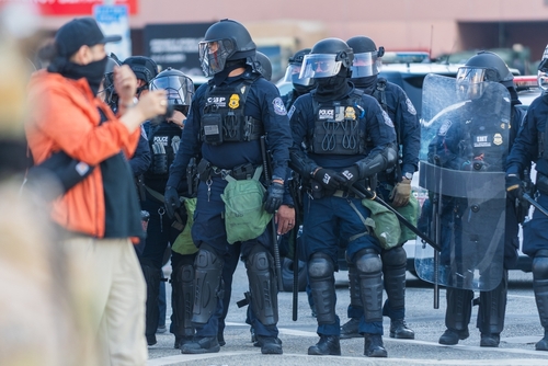 Los,Angeles,,Usa,,June,8,,2025:,Border,Patrol,Agents Police officers in riot gear standing in formation during a protest