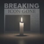 BREAKING: Mysterious Death Shrouds NFL Legend… A lit candle in front of a newspaper with the headline 'BREAKING ICON GONE'