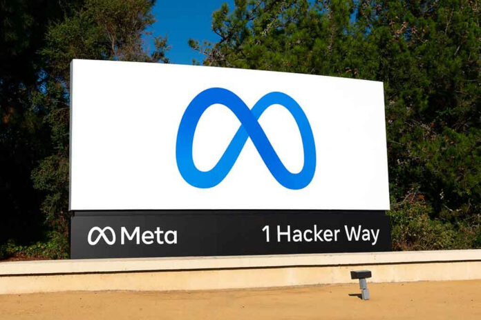 2065684229 Meta sign with address 1 Hacker Way.