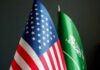 United States and Saudi Arabia flags side by side