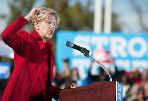 U.s.,Senator,Elizabeth,Warren,,Democrat,Of,Massachusetts,,Campaigns,For,Democratic Elizabeth Warren passionately speaking at a political rally