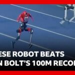 Historic first as Chinese robot beats Usain Bolt's 100m world record at Beijing games | BBC News