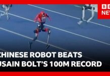 Historic first as Chinese robot beats Usain Bolt's 100m world record at Beijing games | BBC News