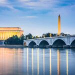 Felony Collapses—What Did Feds Miss? Arlington Memorial Bridge with Lincoln Memorial and Washington Monument at dusk