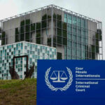 Sovereignty Showdown: Hague vs. White House International Criminal Court building with sign in foreground.