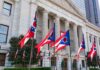 Prediction Flip Rocks Ohio Governor Race Ohio flags outside a neoclassical government building