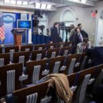 Rubio Draws Line: No Free Passes White House press briefing room with empty seats and cameras