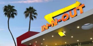 In-N-Out Burger restaurant exterior at dusk