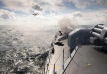 2,000-Mile Detour Upends War Plans naval warship firing deck gun at sea