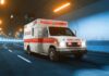Mass-Casualty Shock at Wichita Soccer Match Ambulance driving through a tunnel with emergency lights on