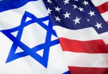 Israeli and American flags overlapping