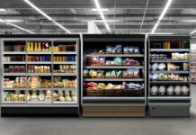Hackers Boil Groceries – Fires, Chaos Supermarket refrigerated display cases with drinks, produce, and prepared foods