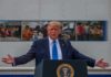 Very Soon? Trump Teases Endgame Abroad Donald Trump speaks at a podium with arms outstretched