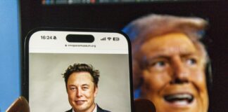 Phone displaying mans photo with another man blurred