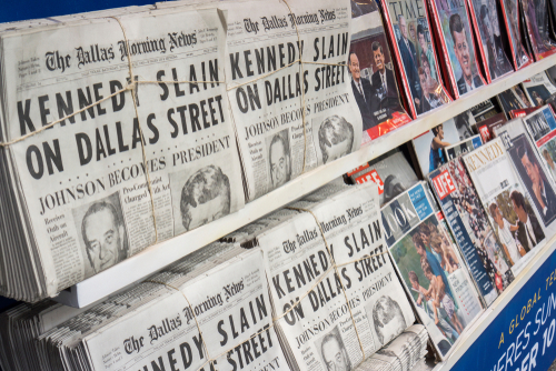 Historical newspapers reporting on the assassination of President Kennedy