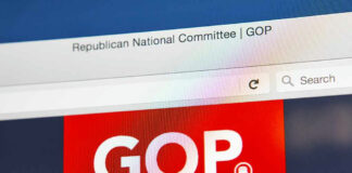 Screenshot of the Republican National Committee website featuring the GOP logo