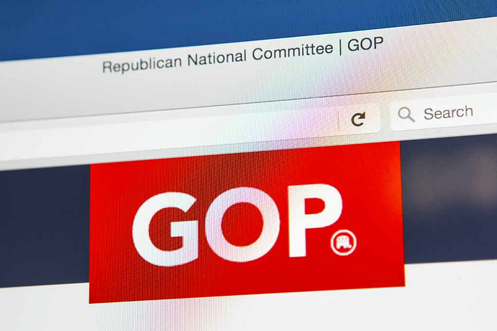 Screenshot of the Republican National Committee website featuring the GOP logo
